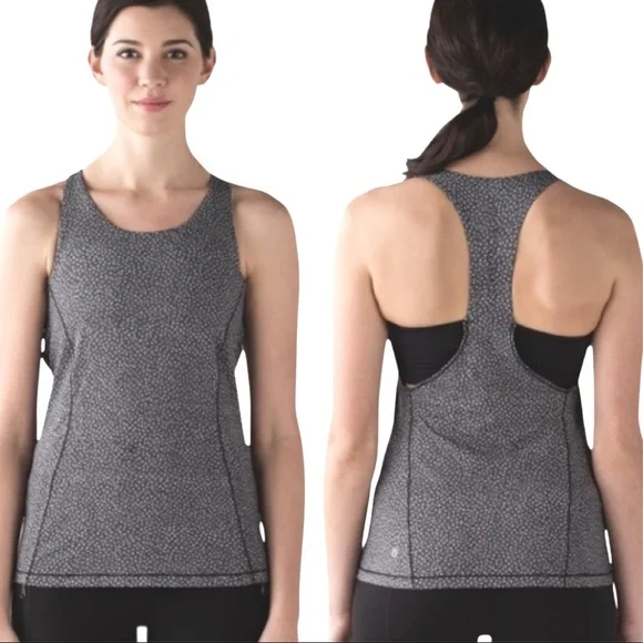 LULULEMON Hit It Tank Top Frozen Fizz White Black Racerback Workout Gym Active - Picture 1 of 15